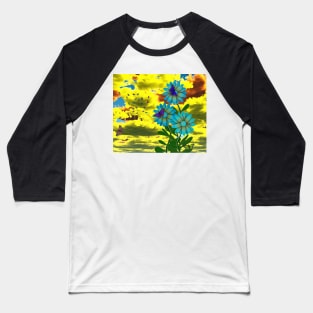 Butterflies and blue daisies Baseball T-Shirt